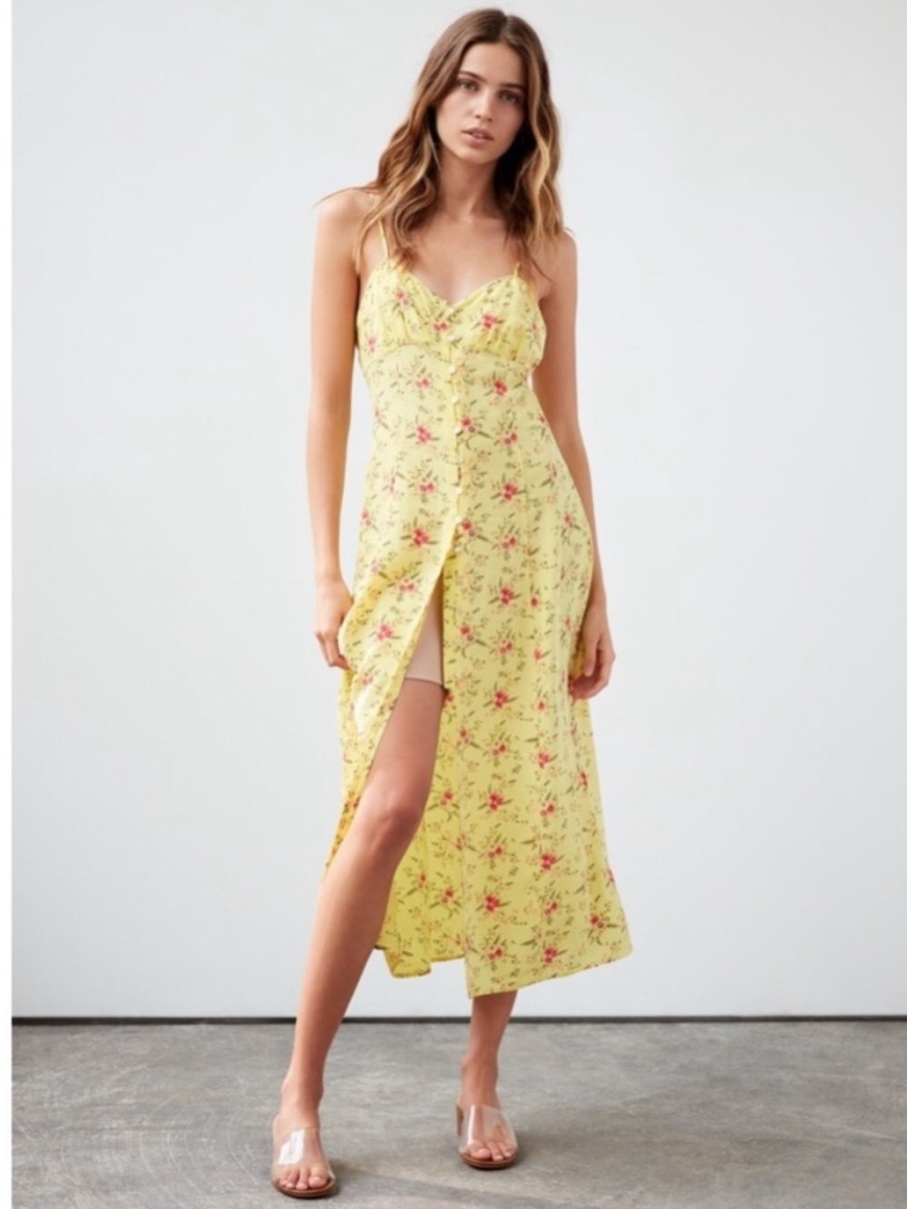 NWT Wilfred Le Fou Illona 100% Silk Midi Sun Dress Floral Cottagecore